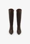 Brown Genuine Leather Boots Zippered Pointed Toe Heeled Women's Boots - 3