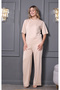 Women's Beige Color New Season Relaxed Fit Stone Set Stylish and Comfortable Two-Piece Combination - 8
