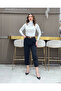 Black Color Belt Detailed Long Classic Fit Women's Trousers - 5