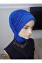 Cobalt Blue Drapesi Glitter Scarf Type Shawl Model Ready Veil Ready Shawl Ready Turban - 4