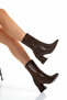 Women'S, Blunt Toe, Heeled Boots, Side Zipper, - 2