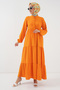 1627 Collar Lace up Hijab Dress - Orange - 4