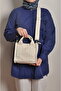 Women's Canvas Cross Strap Tote Hand and Shoulder Bag Şi̇la - 6