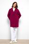 Patterned Lined Oversize Double Breasted Coat Fuchia 3095