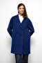 Patterned Lined Oversize Double Breasted Coat Cobalt Blue 3095 - 2