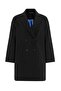 Patterned Lined Oversize Double Breasted Coat Black 3095 - 6