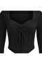 Black Lace Detailed Long Sleeve Seasonal Blouse Top - 3