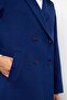Patterned Lined Oversize Double Breasted Coat Cobalt Blue 3095 - 4