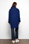 Patterned Lined Oversize Double Breasted Coat Cobalt Blue 3095 - 7