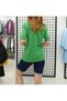 Jm Short Sleeve Stripe Tulle Detail Crew Neck Knitwear Blouse - 3