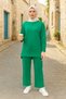 Berra Takim Modest Wear Two Thread Relaxed Fit Bottom Top Two Piece Set Emerald