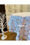 Transparent Coating Small Daisy Star Pattern Toile Lace Look Pvc Round Oilcloth Tablecloth