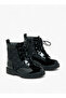 Panelled High Cut Boots with Lace-Up Closure