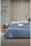 Dark Blue 4 Layer Muslin 100% Cotton Double Bedspread Without Fringe/Pique 200 X 240cm