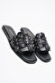 Women's Stone Detailed Flat Slippers Teroi Black - 2