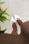 Women's Two Helmet Short Thick Heeled Shoes Livoya White Patent Leather - 6