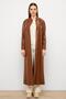 Judge Collar Belt Detailed Long Leather Trench Coat Taba 6775 - 3