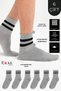 6 Pairs of Unisex Striped Cotton College Tennis Socks