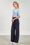 Women's Elastic Waist Palazzo Trousers - Navy Blue - 4
