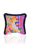 Geometric Floor Flowers and Parrot Pattern Digital Printed Velvet Cushion Cover with Fringes - 2