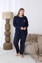 Women's Winter Plus Size Curve Embroidered Patterned Collar Buttoned Long Sleeve Pajama Set - 4