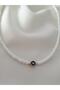 Thin White Fimo Necklace with Evil Eye Beads |   Summer Evil Eye Women's Necklace - 4