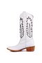 - White Leather Embroidered Women's Boots 105-3387-Venus - 4