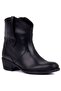 - Black Leather Zippered Women's Boots 105-2598-Venus - 2