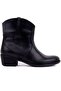 - Black Leather Zippered Women's Boots 105-2598-Venus