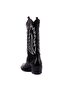 - Black Leather Embroidered Women's Boots 105-3387-Venus - 5