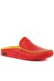 - Red, Yellow Leather Men's House Slippers 110-558-E - 2