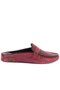 - Burgundy Leather, Knitted Patterned Women's House Slippers 109-560-B