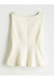 Lcw Vision Ecru Boat Neck Peplum Blouse - 5