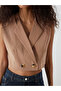 Xside Double Breasted Collar Crop Women's Classic Vest - 3