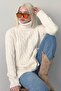Ecru High Neck Knitwear Sweater Mg2376