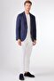Men's Regular Fit Pointed Collar Navy Blue Jacket - 2
