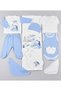 10 Piece Blue Newborn Hospital Discharge Set 100% Cotton Boxed Baby Clothing Set - 3
