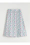 Mixed Elastic Waist Floral A-Line Skirt (S5) - 5