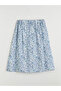 Blue Floral A-Line Skirt with Elastic Waist - 6