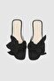 Littore Black Satin Bow Detailed Women's Slippers - 6