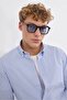 Men's Slim Fit Button-Down Collar Long Sleeve Blue Shirt - 2