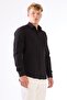 Men's Slim Fit Long Sleeve Black Shirt - 3
