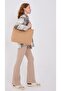 |   Canvas Women's Bag, Large Size, Lined, Snap Fastener, Inner Pocket, Brown, Casual - 4