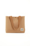 |   Canvas Women's Bag, Large Size, Lined, Snap Fastener, Inner Pocket, Brown, Casual - 7