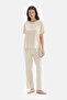 Ecru Short Sleeve Viscose T-Shirt Pajama Top - 3