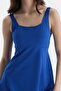 Sax Blue Square Neck Dress Swimsuit - 5