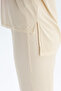 Ecru Short Sleeve Viscose T-Shirt Pajama Top - 5