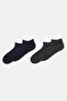 Anthracite-Navy Blue Men's 2-Piece Quad Pattern Booties Socks