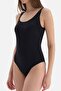 Black Underwireless U-Neck Thick Strap Swimsuit - 5