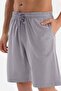 Gray Front Buttoned Striped Woven Shorts Pajama Set - 5
